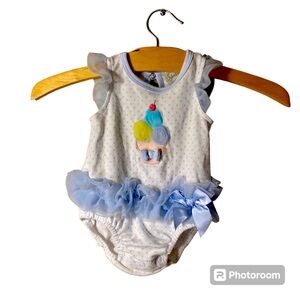 ☀️5/25☀️ 0-3 month baby girl party onesie